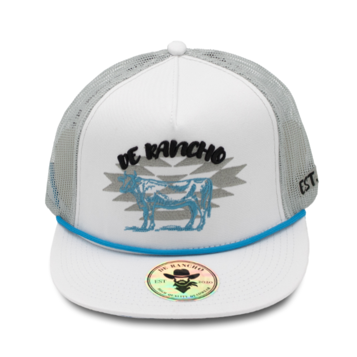 De Rancho Tribal Cow Blue (White) DR052