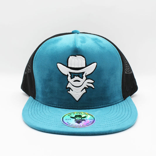 De Rancho Velvet (Aqua/white)