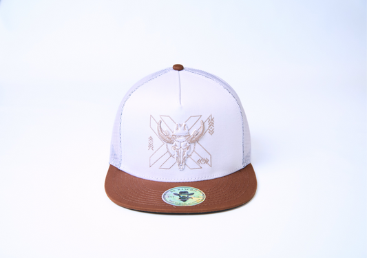 De Rancho X Skull Hat (White/Brown) DR180