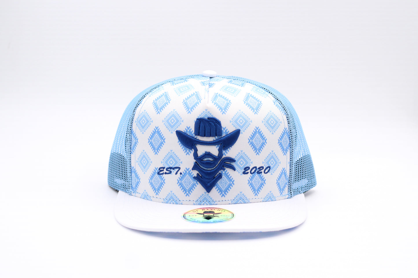 De Rancho Fine Aztec Print Hat (White/Light Blue)