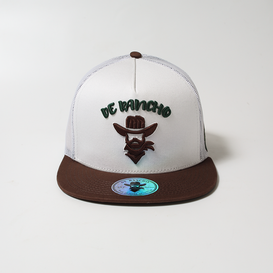 De Rancho Embroidered Cactus (White/Brown) DR105
