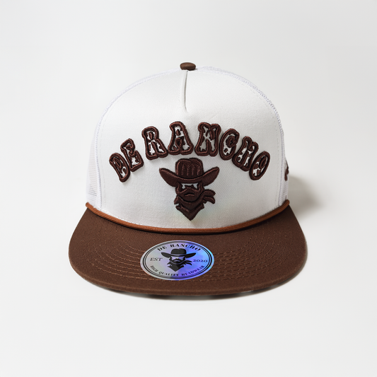 De Rancho Cow Print Hat 3 (White/Brown) DR155