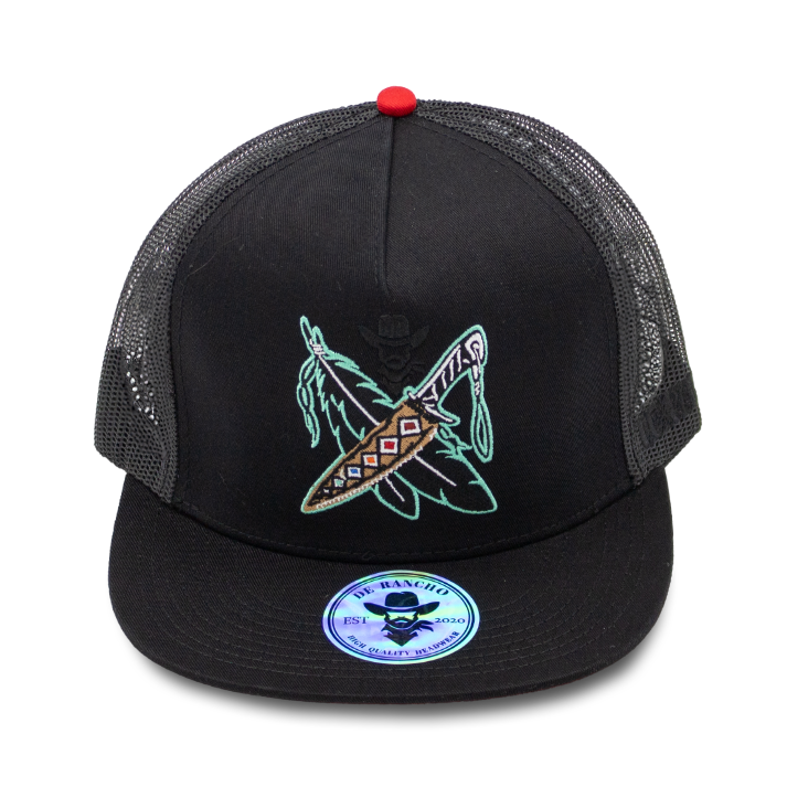 Tribal Feather Knife Cowboy Cap (Black)