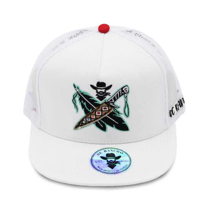 Tribal Feather Knife Cowboy Cap (White)