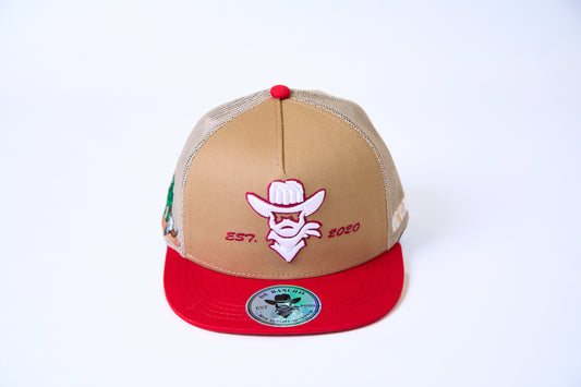 De Rancho Red Cactus Hat Kids (Khaki/Red) DR112
